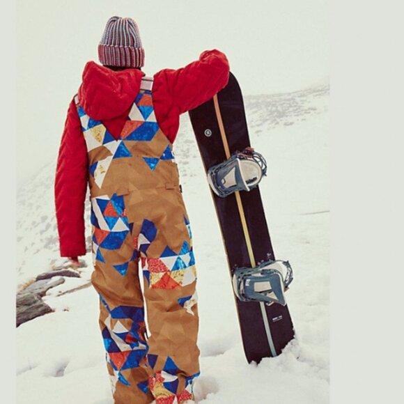 FP Movement Free People Care On The Ascend Pattern Bib Ski Snow Pants Overalls - Picture 8 of 14